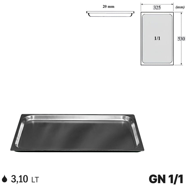 Comas Vaschette Acciaio Inox Gastronorm Gn 1/1 Contenitori Bacinelle Vassoio 530X325Mm Piene E Forate 2 cm Standard Comas