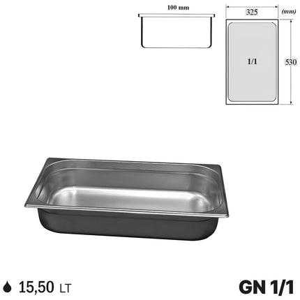 Comas Vaschette Acciaio Inox Gastronorm Gn 1/1  Contenitori Bacinelle Vassoio 530X325Mm Piene E Forate