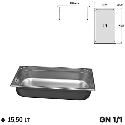 Comas Vaschette Acciaio Inox Gastronorm Gn 1/1 Contenitori Bacinelle Vassoio 530X325Mm Piene E Forate 10 cm Standard Comas