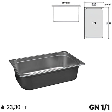 Comas Vaschette Acciaio Inox Gastronorm Gn 1/1 Contenitori Bacinelle Vassoio 530X325Mm Piene E Forate 15 cm Standard Comas