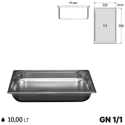 Comas Vaschette Acciaio Inox Gastronorm Gn 1/1 Contenitori Bacinelle Vassoio 530X325Mm Piene E Forate Comas