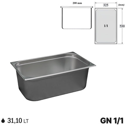 Comas Vaschette Acciaio Inox Gastronorm Gn 1/1 Contenitori Bacinelle Vassoio 530X325Mm Piene E Forate Comas