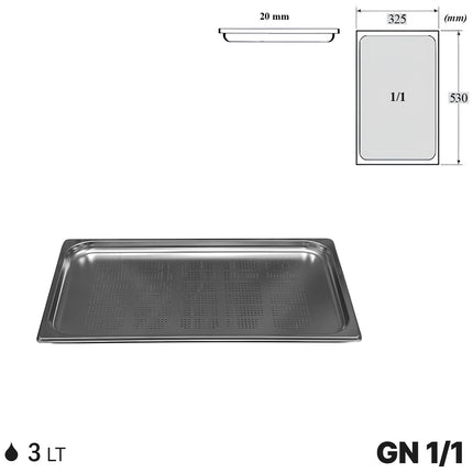 Comas Vaschette Acciaio Inox Gastronorm Gn 1/1  Contenitori Bacinelle Vassoio 530X325Mm Piene E Forate