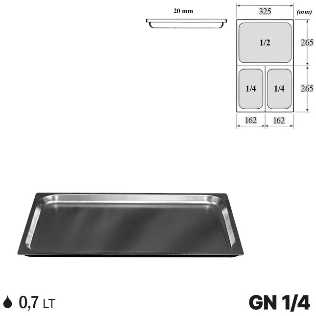 Comas Gastronorm Gn 1/4 Vaschette Acciaio Inox Bacinelle Contenitori Vassoio 265X162Mm 2 cm Comas