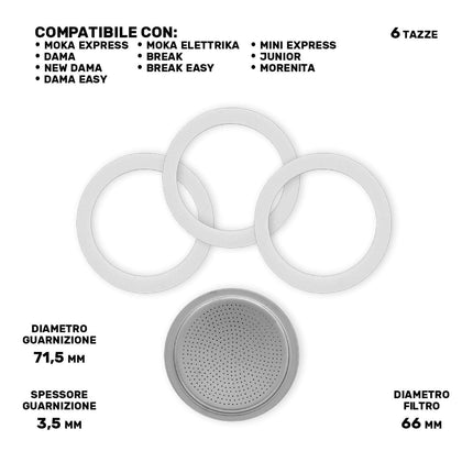 Bialetti Guarnizione e Filtro Ricambi Caffettiera Moka