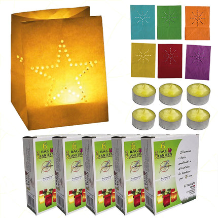 Mv Tech Lanterne Carta Colorate Con Tealights Alla Citronella Per Festa Eventi Cene 5 (30 Lanterne) MV Tech