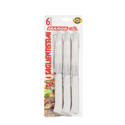 Marietti Coltelli da Tavola 6 Pezzi Inox 11cm con Manico in PP Colorato Lavabili