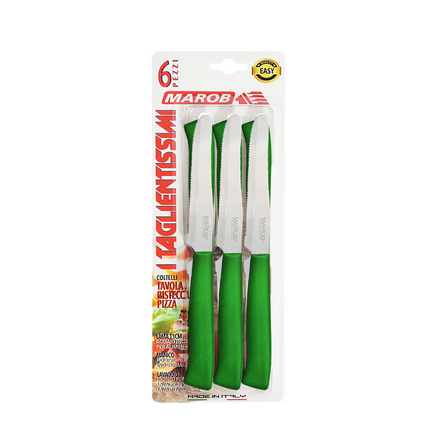 Marietti Coltelli da Tavola 6 Pezzi Inox 11cm con Manico in PP Colorato Lavabili