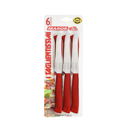 Marietti Coltelli da Tavola 6 Pezzi Inox 11cm con Manico in PP Colorato Lavabili