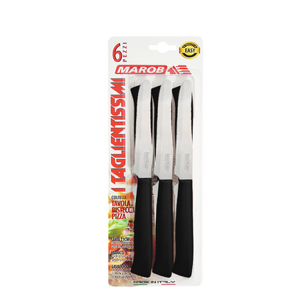 Marietti Coltelli da Tavola 6 Pezzi Inox 11cm con Manico in PP Colorato Lavabili