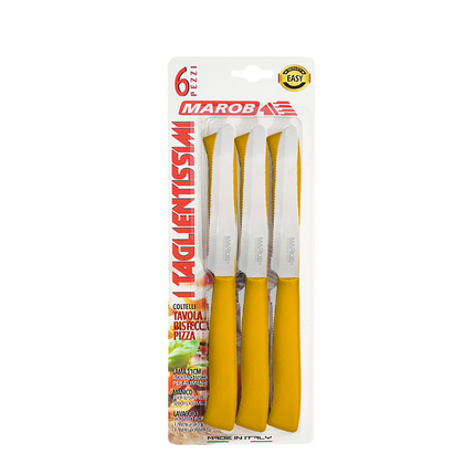 Marietti Coltelli da Tavola 6 Pezzi Inox 11cm con Manico in PP Colorato Lavabili