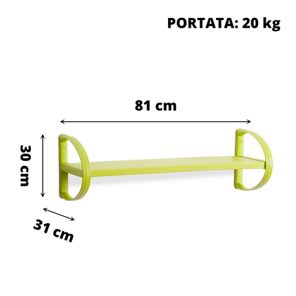 Plastmeccanica Mensola Portaoggetti Scaffale Resistente Ripiano A Muro Verde Fino A 20Kg Grande