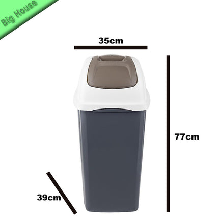 Bama Pattumiera Basculante Plastica Europa 65L Oliva Con Coperchio Bianco E Nero