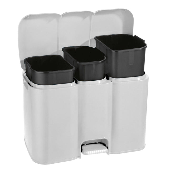 Pattumiera Patty 3 Scomparti Raccolta Differenziata Rifiuti 34L Colori Assortiti Bianco Tontarelli