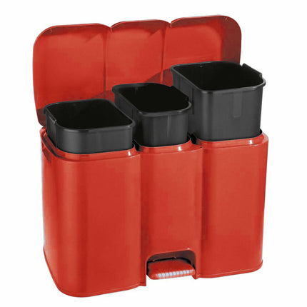 Pattumiera Patty 3 Scomparti Raccolta Differenziata Rifiuti 34L Colori Assortiti Rosso Tontarelli