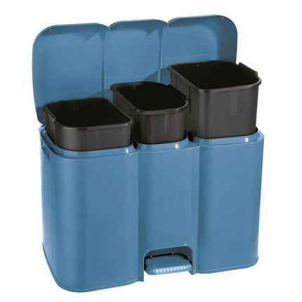 Pattumiera Patty 3 Scomparti Raccolta Differenziata Rifiuti 34L Colori Assortiti Blu Tontarelli