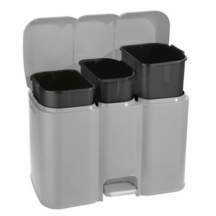 Pattumiera Patty 3 Scomparti Raccolta Differenziata Rifiuti 34L Colori Assortiti Grigio chiaro Tontarelli