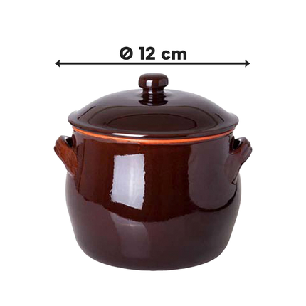 Pentola in Terracotta con Coperchio per Forno Fornelli Gas Ø 12 a 24 cm