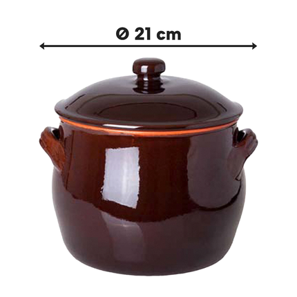 Pentola in Terracotta con Coperchio per Forno Fornelli Gas Ø 12 a 24 cm