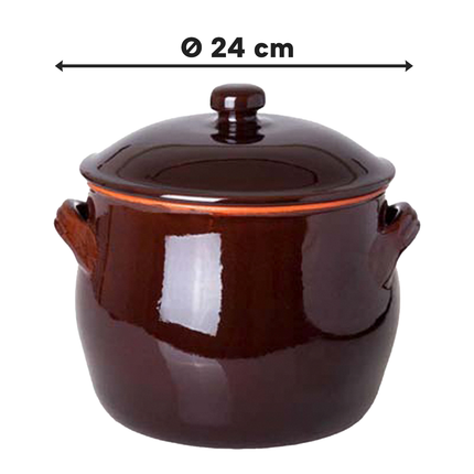 Pentola in Terracotta con Coperchio per Forno Fornelli Gas Ø 12 a 24 cm