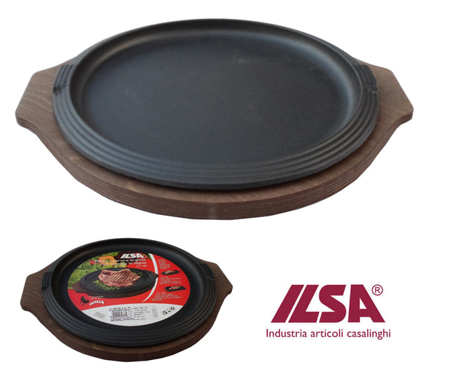 Ilsa Piatto A Servire Rotondo Ilsa Ghisa Smaltata Con Base Legno Tonda Resistente DIAM. 31 CM Ilsa
