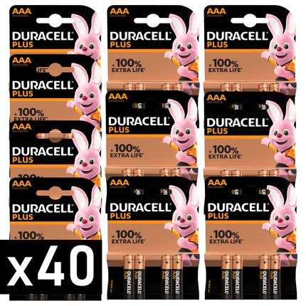 Duracell Pile Mini Stilo Aaa Plus Lr03 Mn2400 1,5V Alcaline +100% Extra Life 10 Confezioni (40pz) Duracell