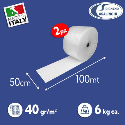 Tecnopack Pluriball Bobina Rotolo Diverse Dimensioni Imballaggio Spedizioni Traslochi 100mt x 50cm (x2) Tecnopack