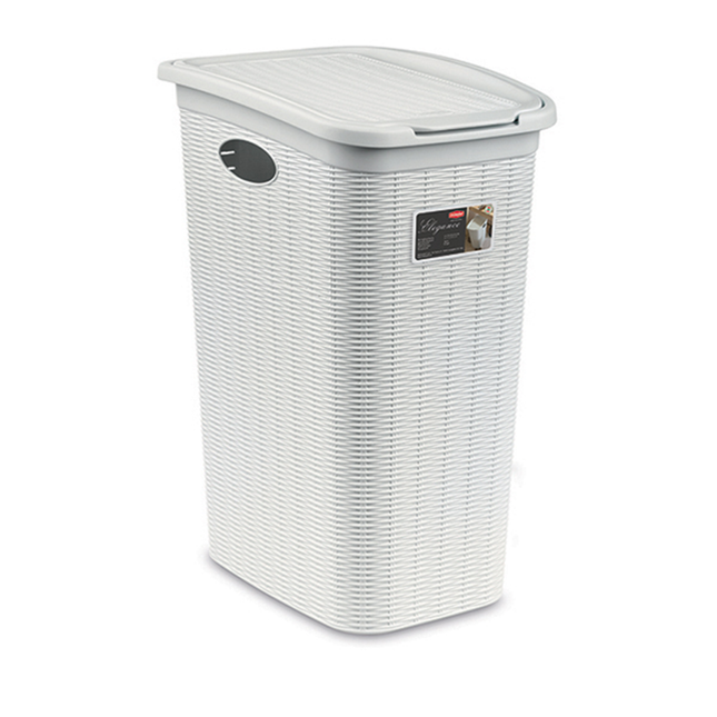 Portabiancheria 36 Lt. Cesta Per Panni Sporchi Bagno Elegance Grande 39×29×55 Cm Bianco Stefanplast