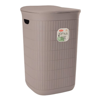 Portabiancheria Domus 50 L Plastica Riciclata con Coperchio Made in Italy Greige Stefanplast