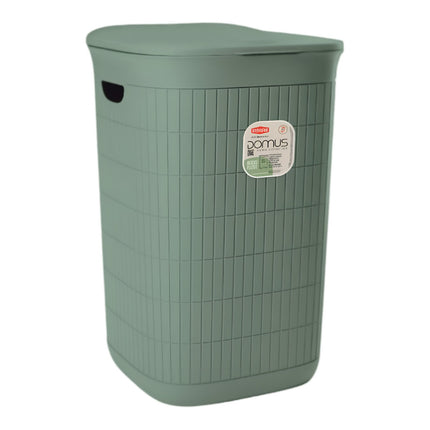 Portabiancheria Domus 50 L Plastica Riciclata con Coperchio Made in Italy Green Tea Stefanplast