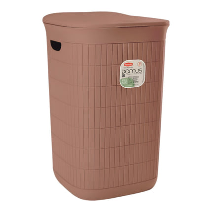 Portabiancheria Domus 50 L Plastica Riciclata con Coperchio Made in Italy Mocha Mousse Stefanplast