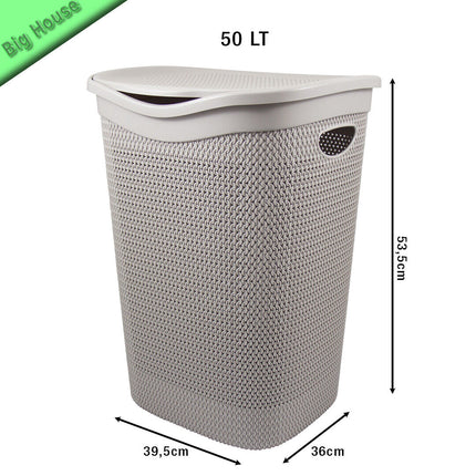 Belli & Forti Portabiancheria In Plastica Intreccio 50L Bagno Bucato Per Panni Vestiti Sporchi