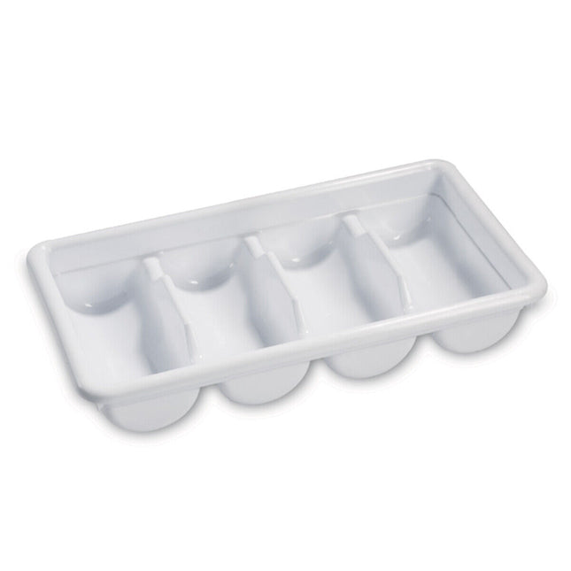 Giganplast Portaposate Porta Posate Self-Service E Coperchio In Plastica Bianco 4 Scomparti