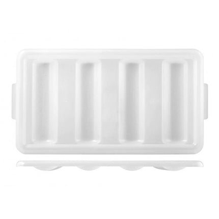 Giganplast Portaposate Porta Posate Self-Service E Coperchio In Plastica Bianco 4 Scomparti