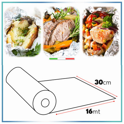 Rotolo Alluminio Resistente Aderente Anti-Strappo Per Frigo E Forno Varie Misure