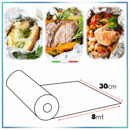 Rotolo Alluminio Resistente Aderente Anti-Strappo Per Frigo E Forno Varie Misure