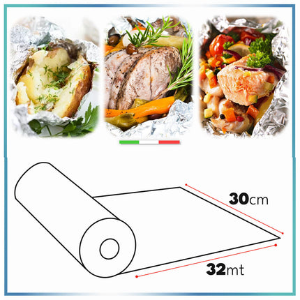 Rotolo Alluminio Resistente Aderente Anti-Strappo Per Frigo E Forno Varie Misure