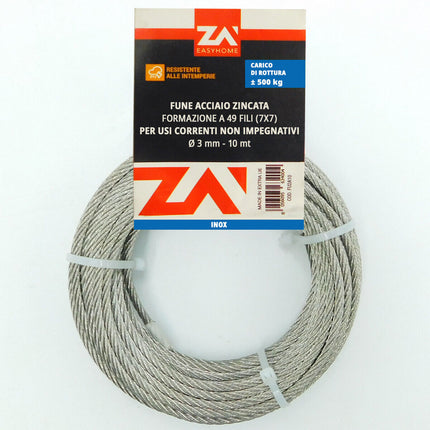Rotolo Cavo Corda Metallica Metallo Fune Acciaio Inox Inossidabile Anti-Ruggine