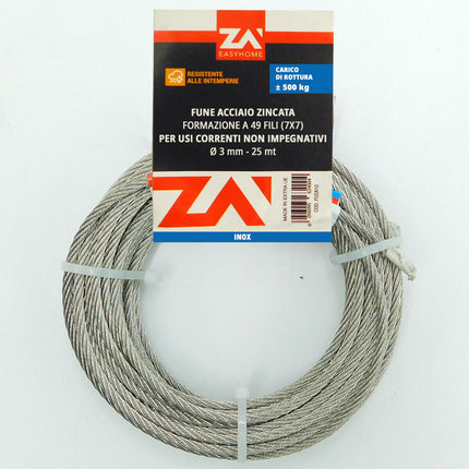 Rotolo Cavo Corda Metallica Metallo Fune Acciaio Inox Inossidabile Anti-Ruggine