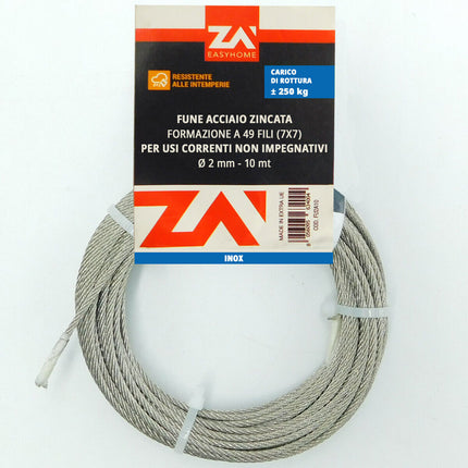 Rotolo Cavo Corda Metallica Metallo Fune Acciaio Inox Inossidabile Anti-Ruggine