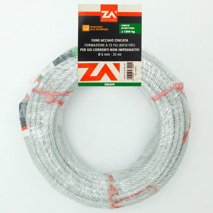 Rotolo Cavo Corda Metallica Metallo Fune Acciaio Zincata Anti-Ruggine Resistente