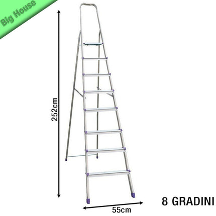 Sicos Scala Allungabile In Alluminio 5-6-7-8 Gradini Portata 120Kg Domina Originale