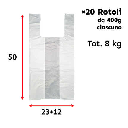 Scatole Rotoli Sacchetti Plastica Negozio Shopping Compere Bianchi Trasparenti