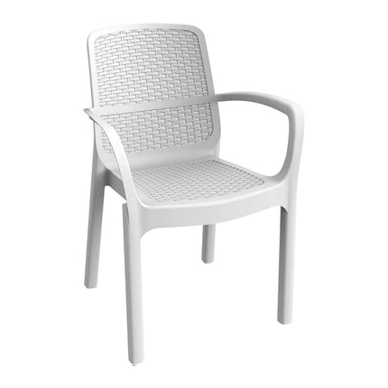 Sicignano Set Tavolo Polyrattan 90X90 Cm + Sedie Numana Bianche