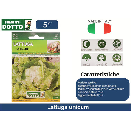 Sementi Dotto Professionali: Semi da Orto Alta Germinazione | Scegli Varietà e Formato Risparmio Lattuga Unicum Sementi Dotto
