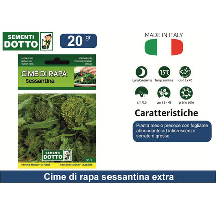 Sementi Dotto Professionali: Semi da Orto Alta Germinazione | Scegli Varietà e Formato Risparmio Cime Di Rapa Sessantina Sementi Dotto