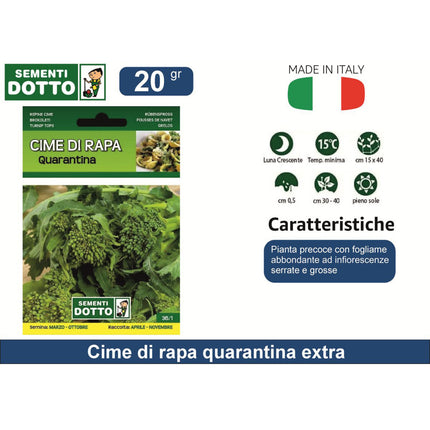 Sementi Dotto Professionali: Semi da Orto Alta Germinazione | Scegli Varietà e Formato Risparmio Cime Di Rapa Quarantina Sementi Dotto