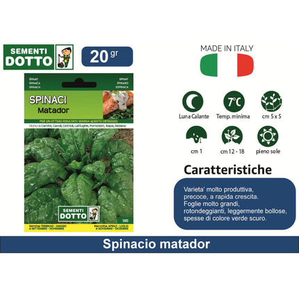 Sementi Dotto Professionali: Semi da Orto Alta Germinazione | Scegli Varietà e Formato Risparmio Spinaci Matador Sementi Dotto