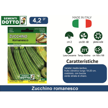 Sementi Dotto Professionali: Semi da Orto Alta Germinazione | Scegli Varietà e Formato Risparmio Zucchino Romanesco Sementi Dotto