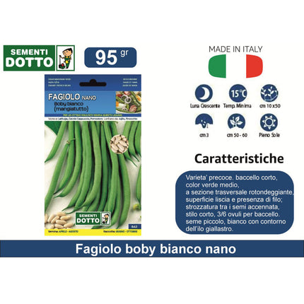 Sementi Dotto Professionali: Semi da Orto Alta Germinazione | Scegli Varietà e Formato Risparmio Fagiolo Boby Bianco Nano Sementi Dotto
